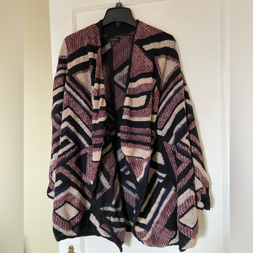 Lucky Brand Aztec print open sweater